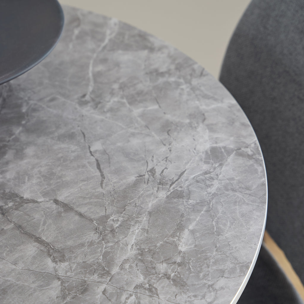 Malta Ceramic Round Dining Table Grey/Black 90x75 cm