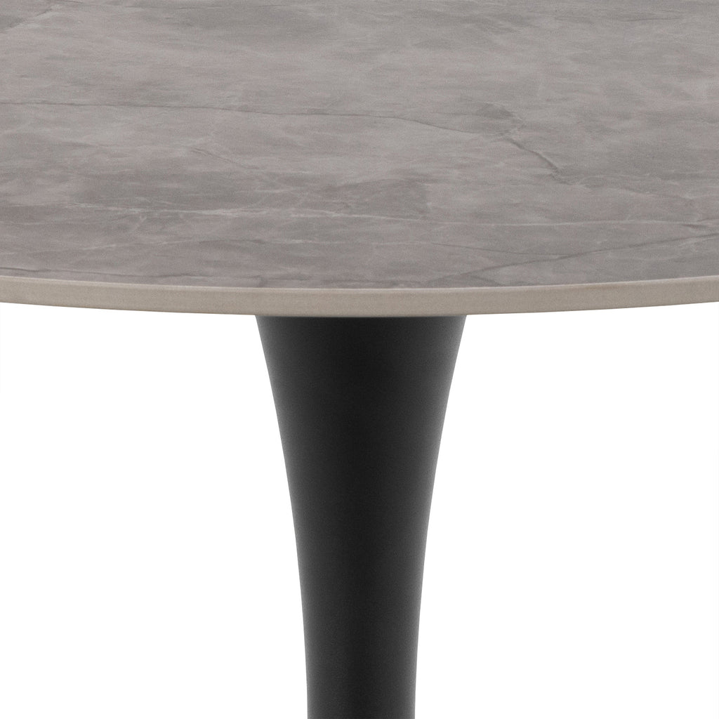 Malta Ceramic Round Dining Table Grey/Black 90x75 cm