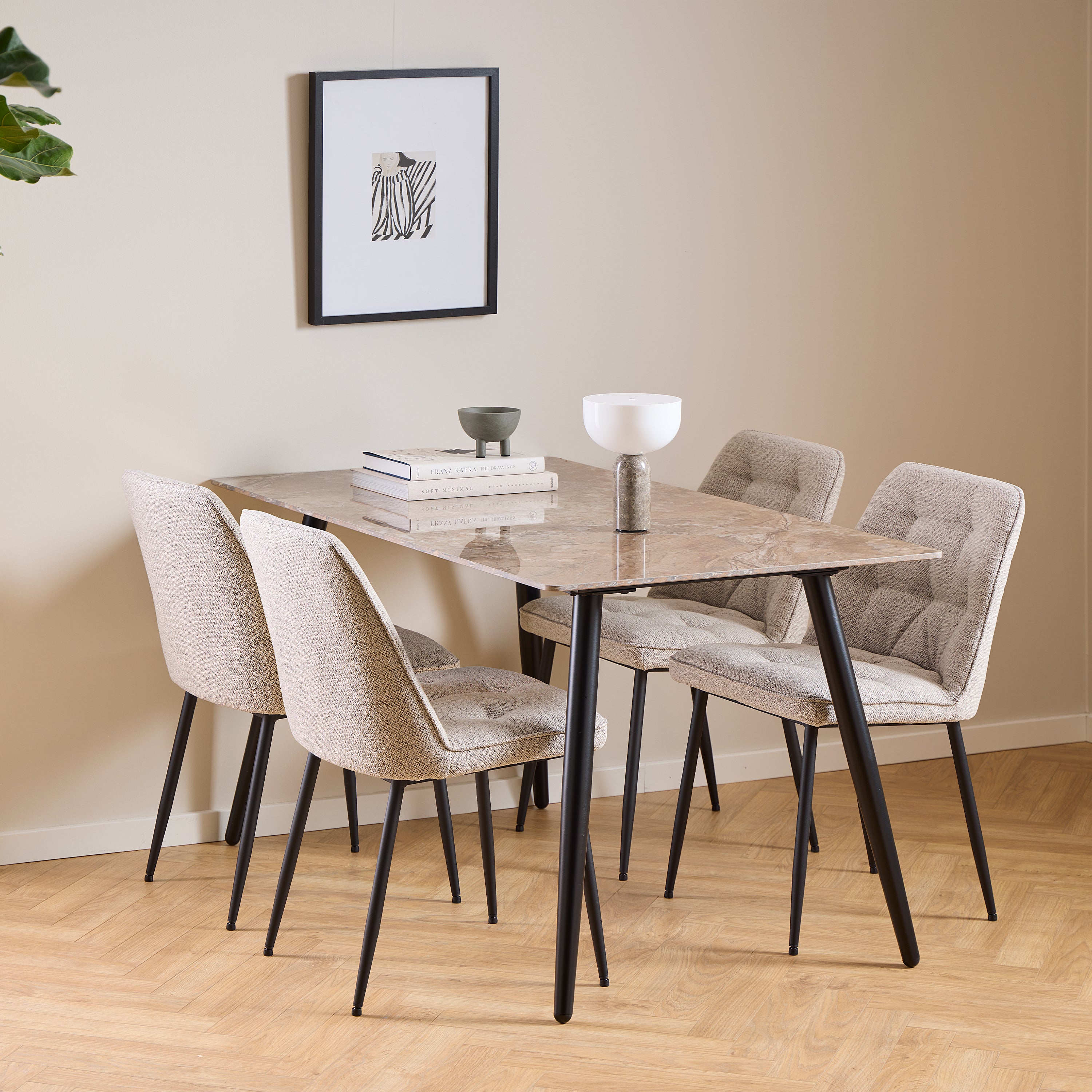 Wicklow Ceramic Dining Table Brown/Black 140x80cm