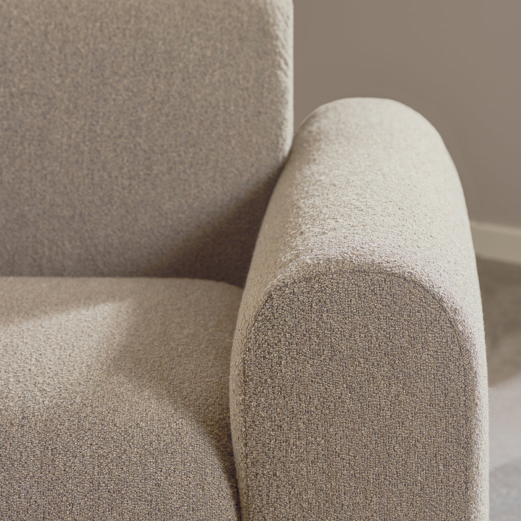 Midfield Left Hand Facing 2 Seater Chaise Longue in Boucle Beige Fabric