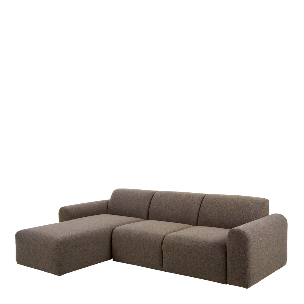 Midfield Right Hand Facing 2 Seater Chaise Longue in Boucle Taupe Fabric
