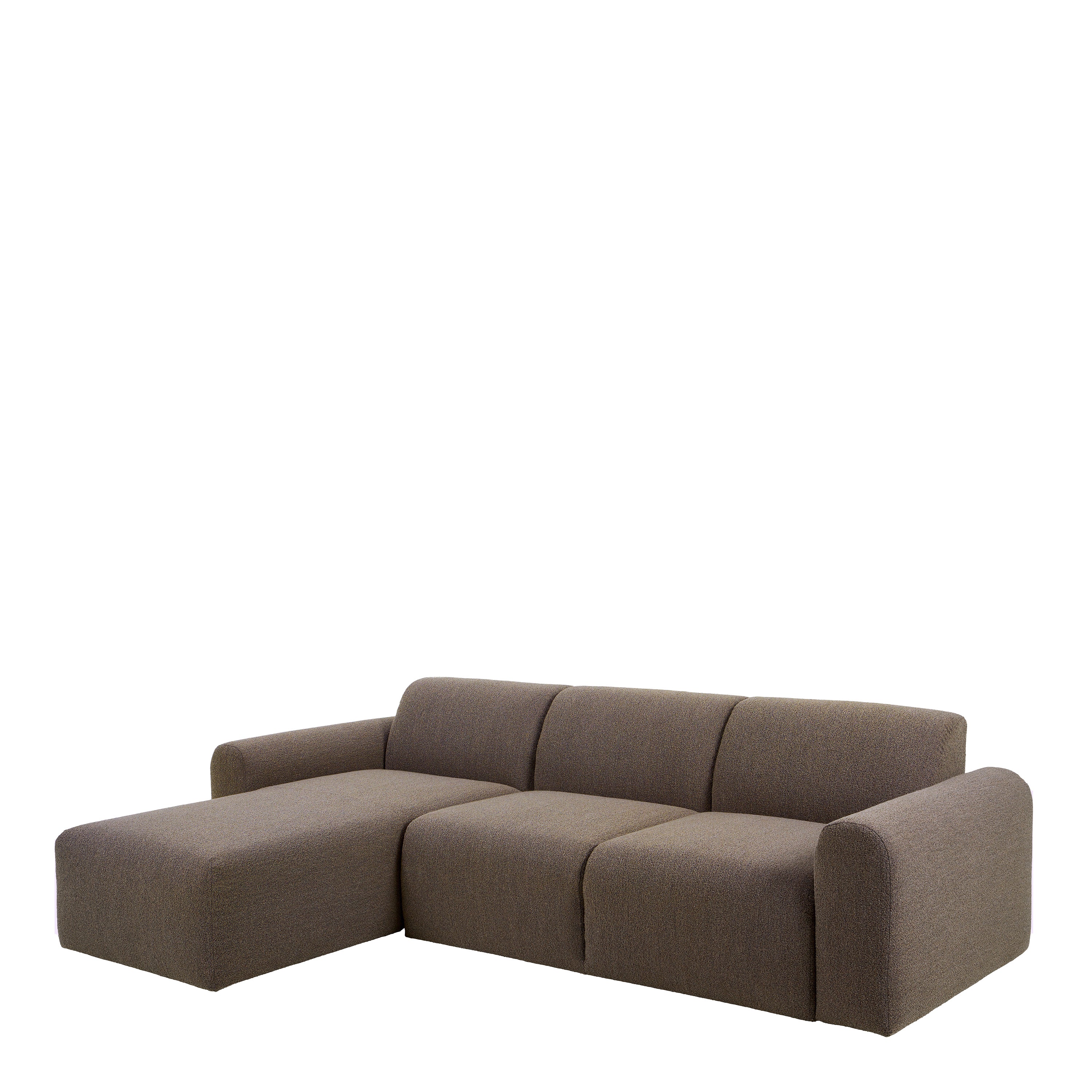 Midfield Right Hand Facing 2 Seater Chaise Longue in Boucle Taupe Fabric