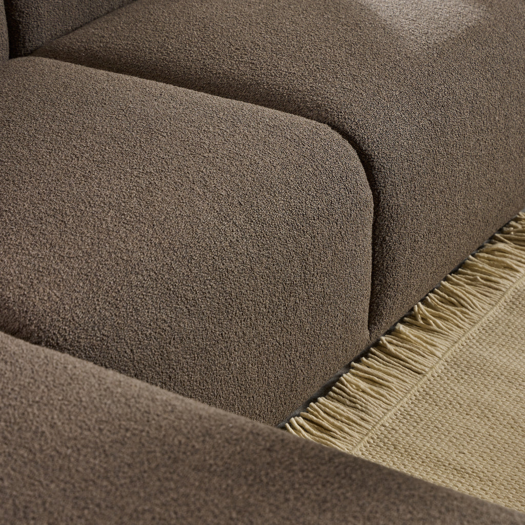 Midfield Right Hand Facing 2 Seater Chaise Longue in Boucle Taupe Fabric