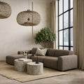 Midfield Left Hand Facing 2 Seater Chaise Longue in Boucle Taupe Fabric