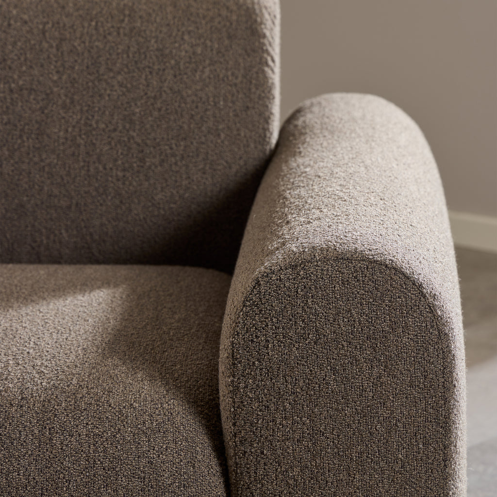 Midfield Right Hand Facing 2 Seater Chaise Longue in Boucle Taupe Fabric
