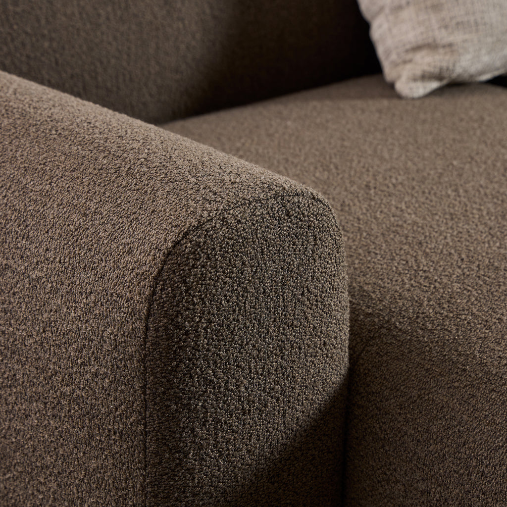 Midfield Right Hand Facing 2 Seater Chaise Longue in Boucle Taupe Fabric