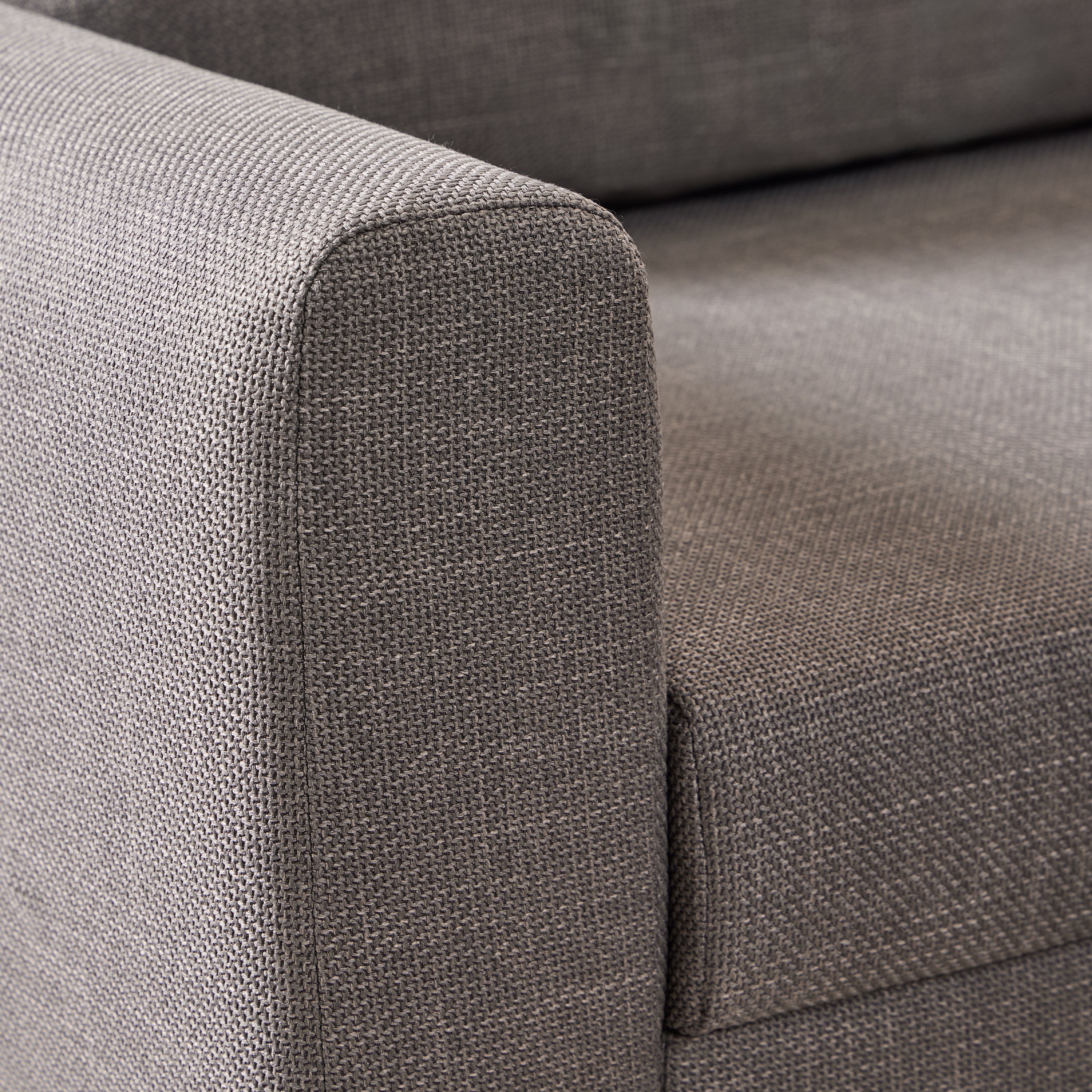 Omaha Right Hand Facing Corner Sofa in Light Grey Brown Fabric
