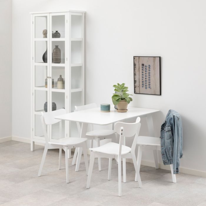 Roxby Square Dining Table in White 120x80cm includes 4 Roxby Dining Chairs in White