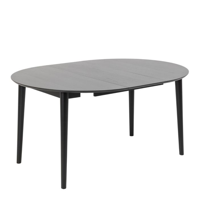 Montreux Round Extending Dining Table in Black 115-154cm includes 4 Cassandra Dining Chairs with Armrest in Black