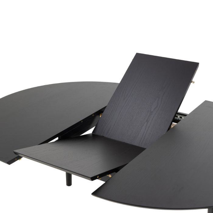 Montreux Round Extending Dining Table in Black 115-154cm includes 4 Cassandra Dining Chairs with Armrest in Black