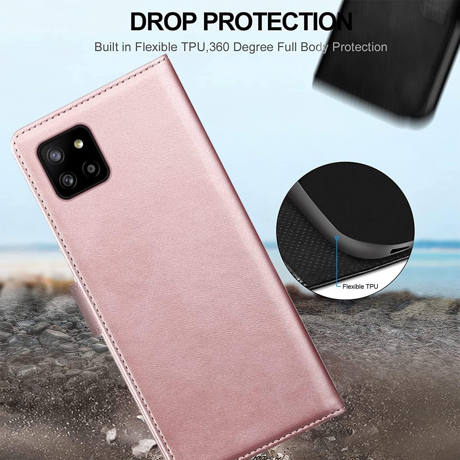 Samsung Galaxy A22 5G Book Flip Case Leather Wallet