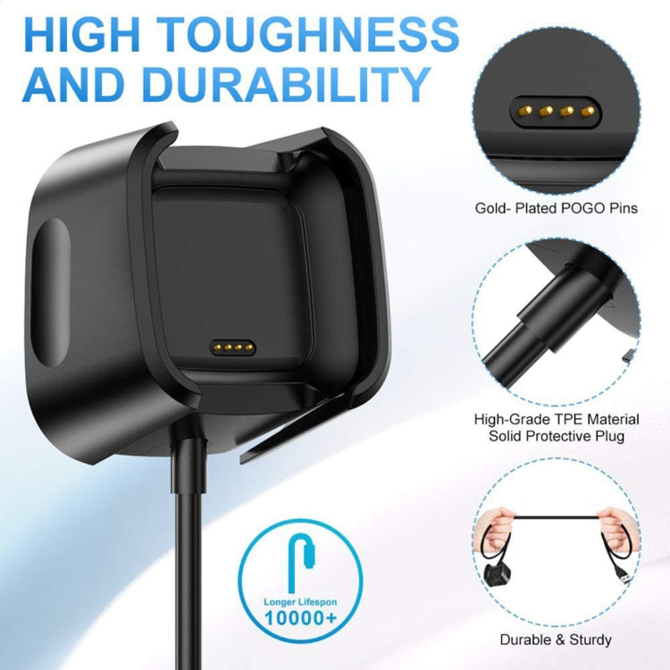 For Fitbit Versa 2 Charger Charging Dock Base Stand Holder with 1m Charging Cable(Black)