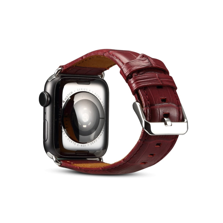 Denior Crocodile Grain Watch Cowhide Leather Watch Band for Apple Watch Ultra 49mm&Watch Ultra 2 49mm / Series 10 46mm / 9&8&7 45mm / SE 3&SE 2&6&SE&5&4 44mm / 3&2&1 42mm