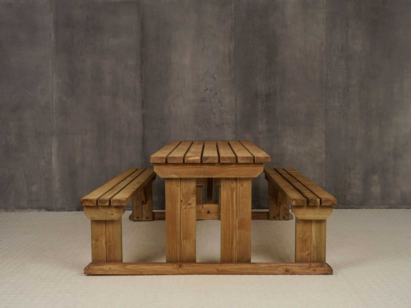 Abies Picnic Table Benches Set - Rustic Finish