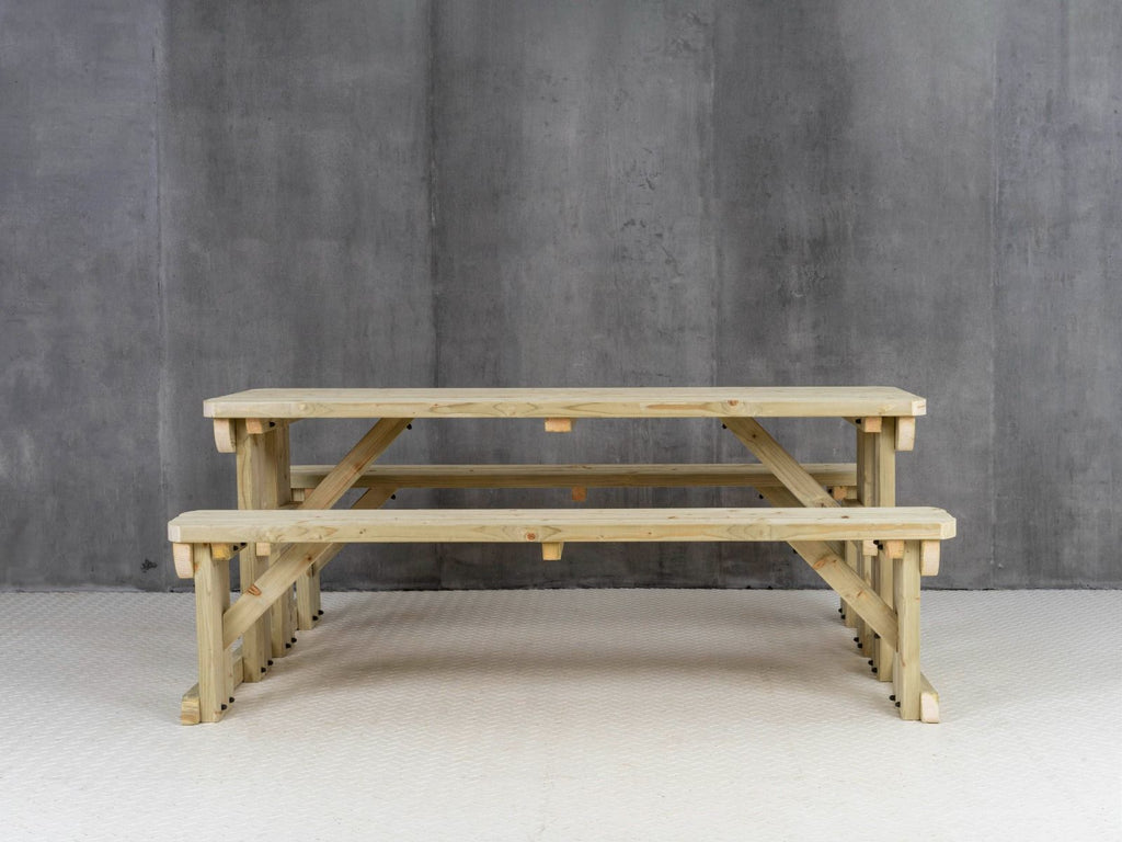 Abies Rounded Picnic Table and Benches Set