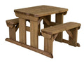 Abies Rounded Picnic Table and Benches Set - Rustic Finish