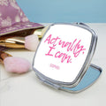 Personalised 'Actually I Can' Handwritten Square Compact Mirror