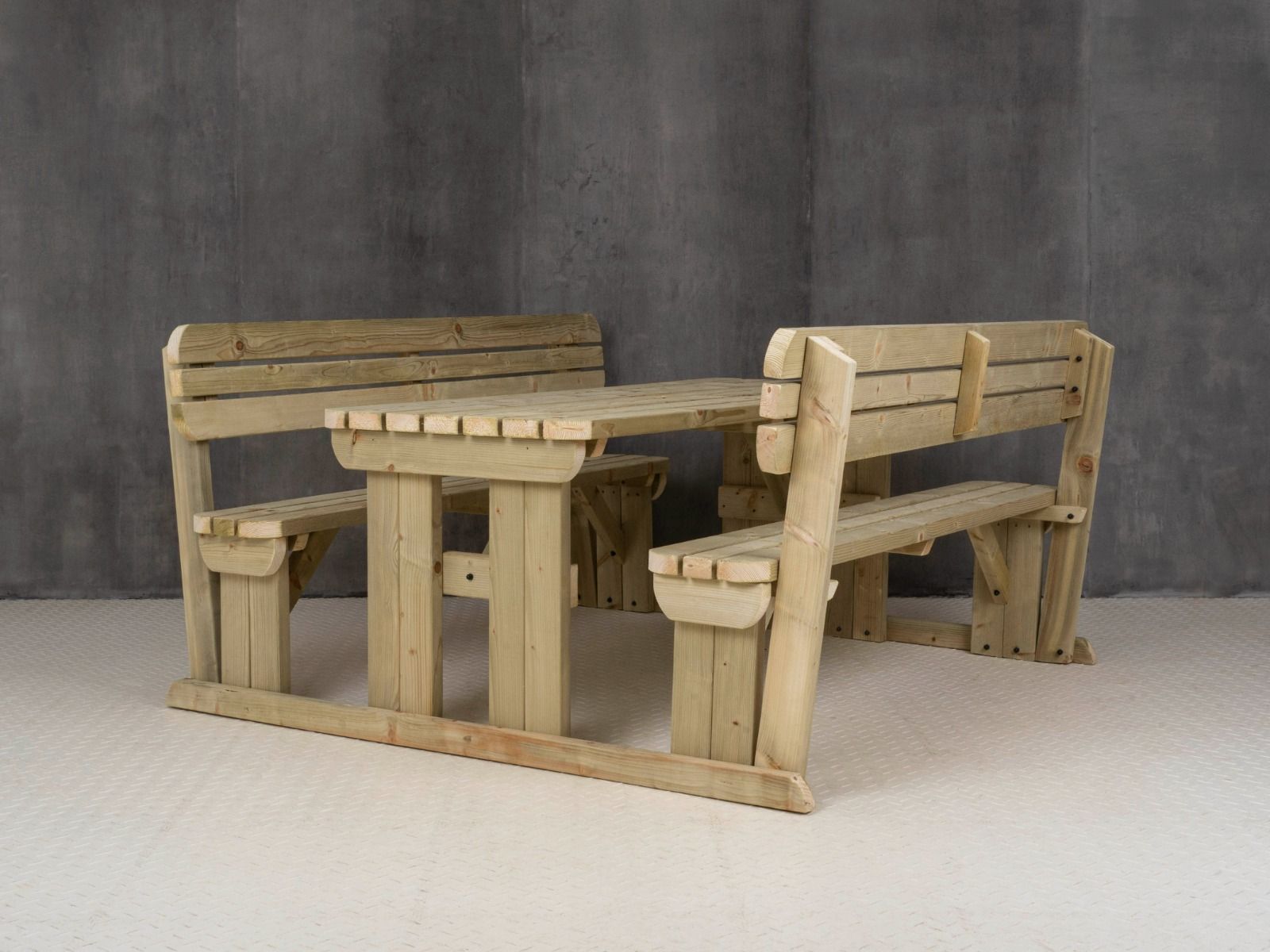 Rounded Alders Picnic Table Benches Set With Backrest