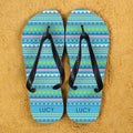 Personalised Blue Aztec Flip Flops