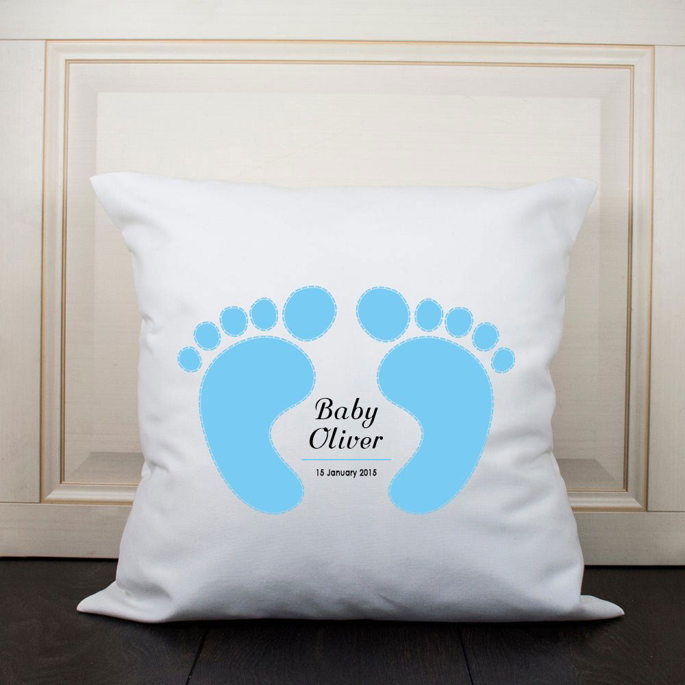 Baby Cushion Cover - Feet (Blue)