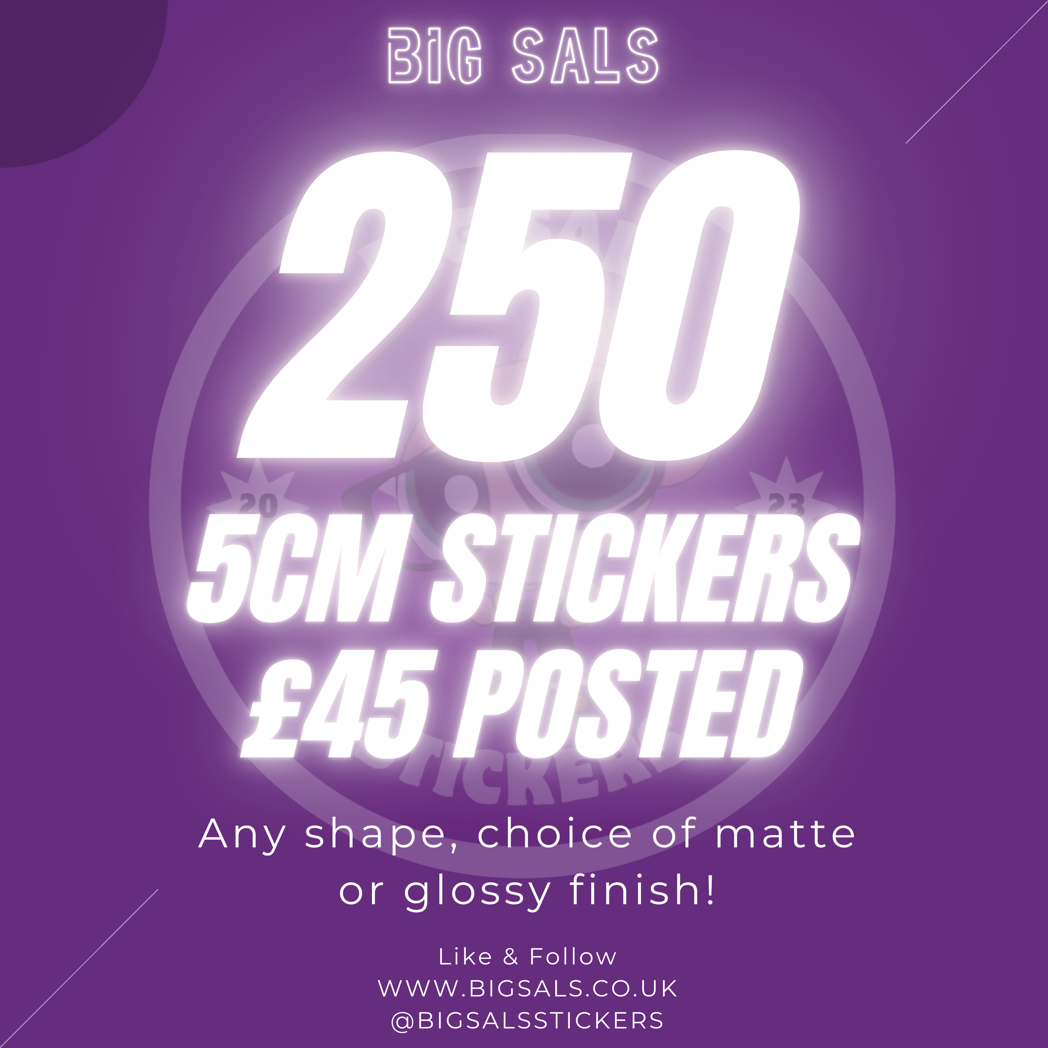 Bulk Custom 5cm Stickers – Huge Multi-Buy Deal (250 / 500 / 1000 Stickers Posted)