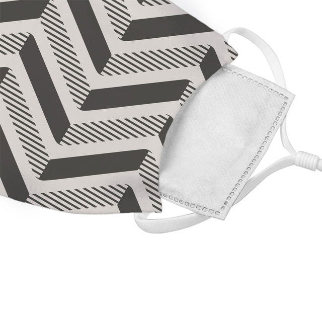 Black Herringbone Pattern Face Mask