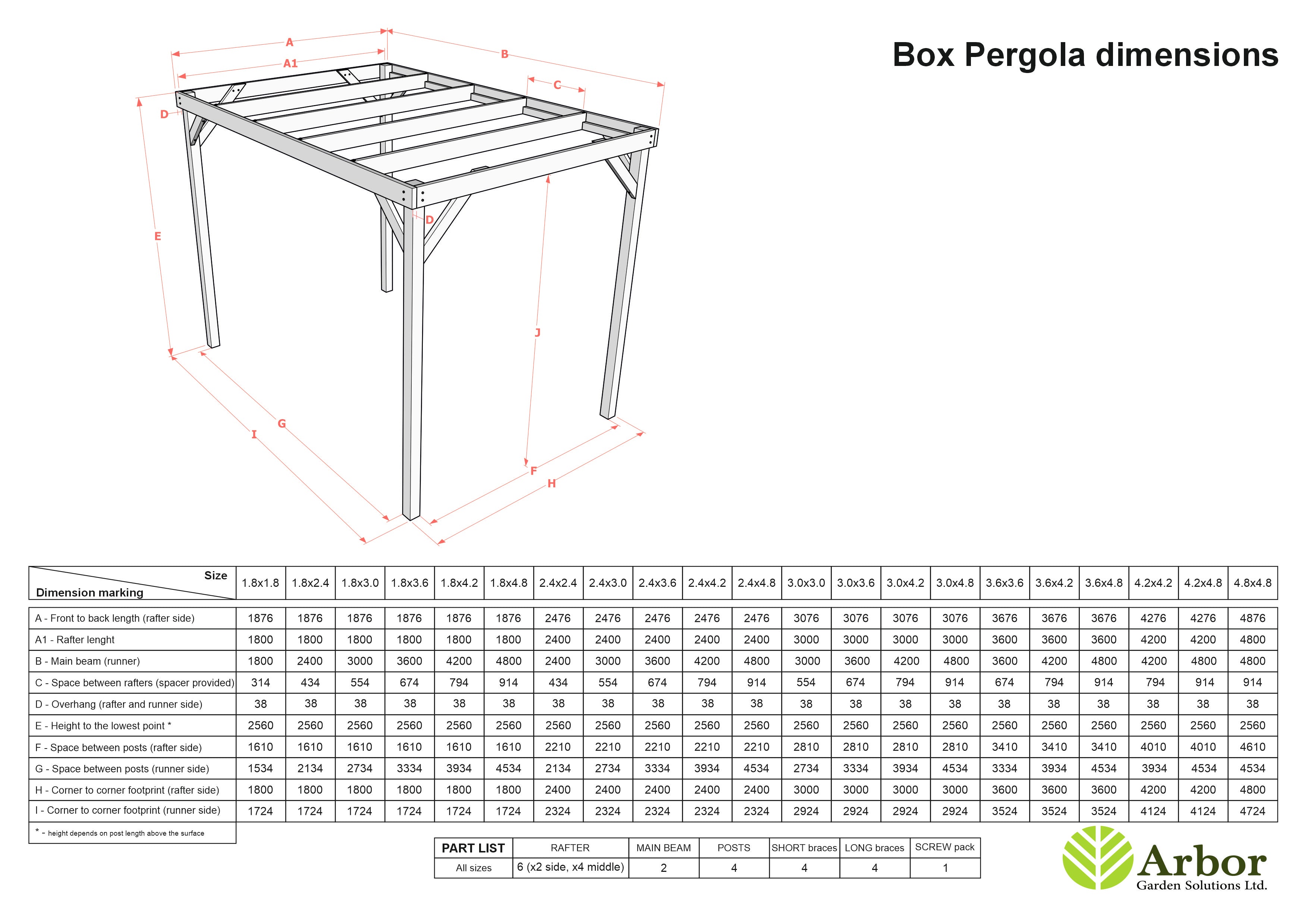 Box Wooden Garden Pergola Kit