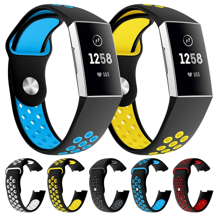 Two-color Round Hole Silicone Watch Band for Fitbit Charge 3, Watch Band Size:130-195mm