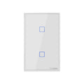 Sonoff T2 Touch 120mm Tempered Glass Panel Wall Switch Smart Home Light Touch Switch, Compatible with Alexa and Google Home, AC 100V-240V, US Plug, 120mm/ 2 US Plug