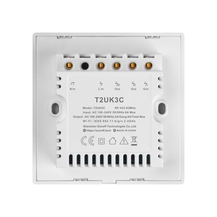 Sonoff T2 Touch 86mm Tempered Glass Panel Wall Switch Smart Home Light Touch Switch, Compatible with Alexa and Google Home, AC 100V-240V, UK Plug, 86mm/ 2 UK Plug