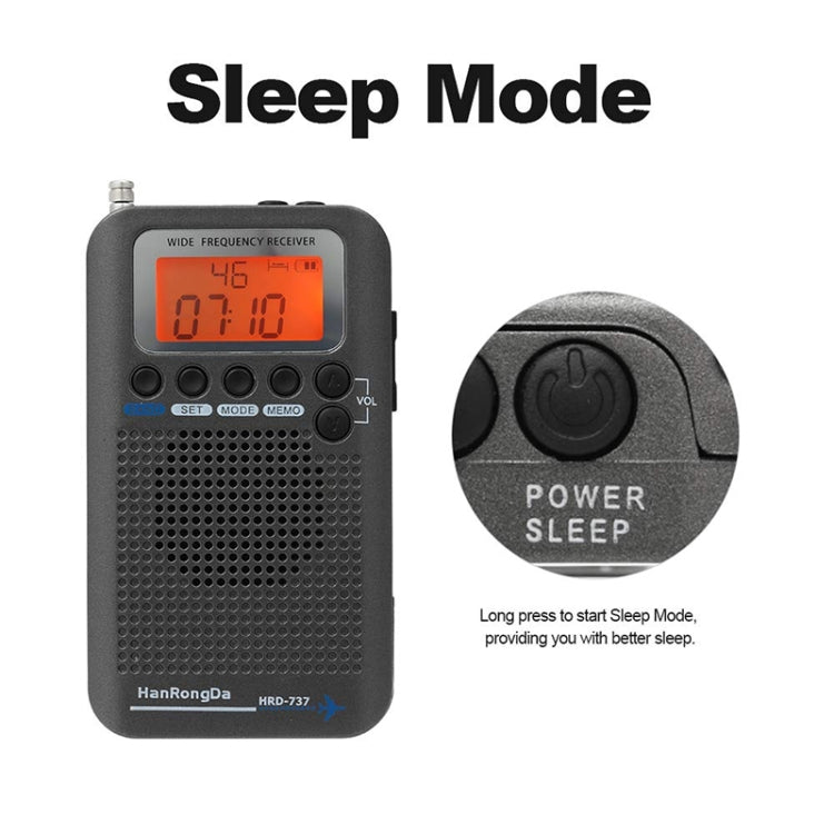 HRD-737 Portable Aircraft Band Radio Wide Frequency Receiver