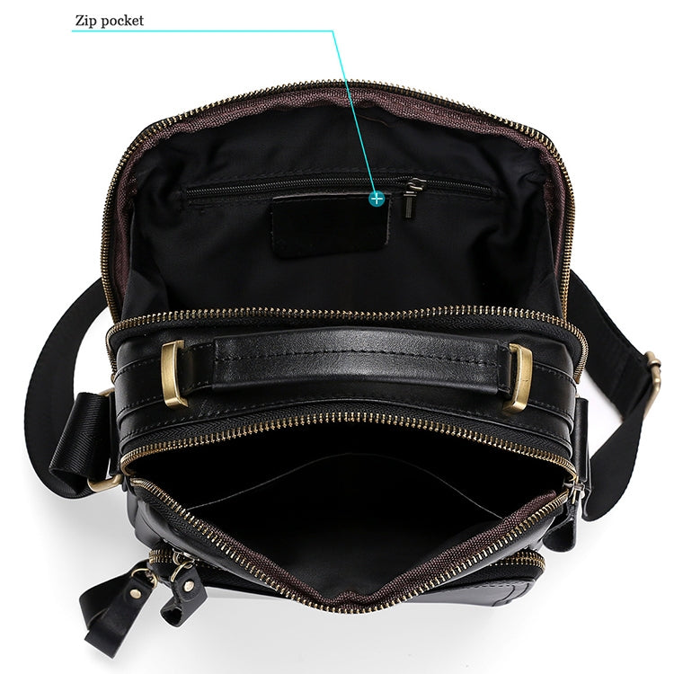 6028 Multifunctional Fashion Top-grain Leather Messenger Bag Casual Men Shoulder Bag
