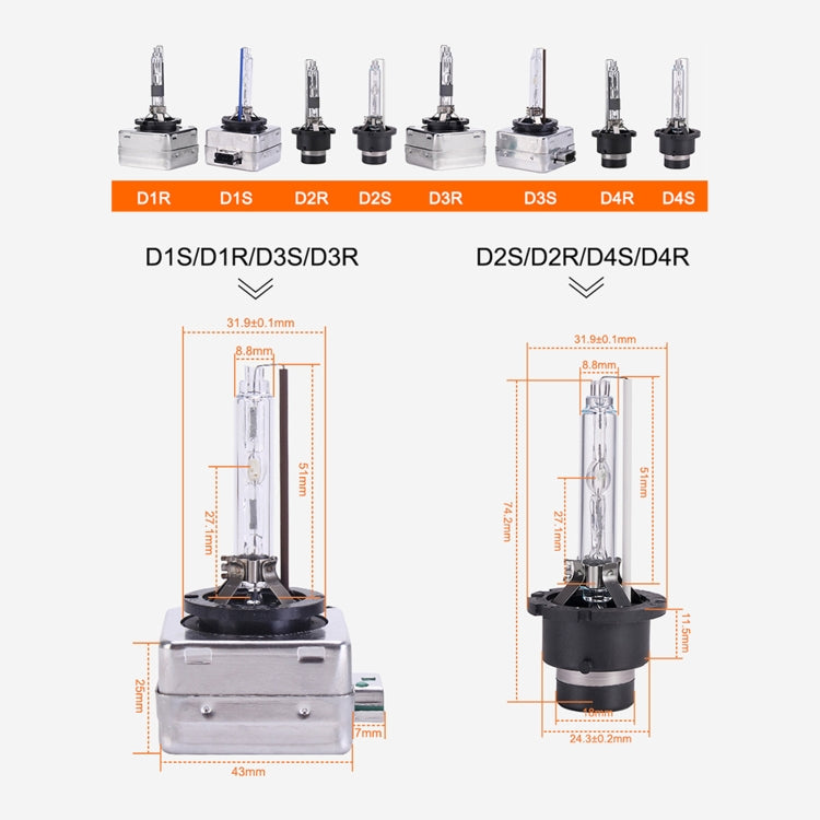 2 PCS D4S 35W 3800 LM 8000K HID Bulbs Xenon Lights Lamps, DC 12V, D4S