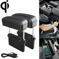 2 PCS Universal Car Wireless Qi Standard Charger PU Leather Wrapped Armrest Box Cushion Car Armrest Box Mat with Storage Box, 2pcs(Black White), 2pcs(Grey), 2pcs(Beige), 2pcs(Brown), 2pcs(Black Red)