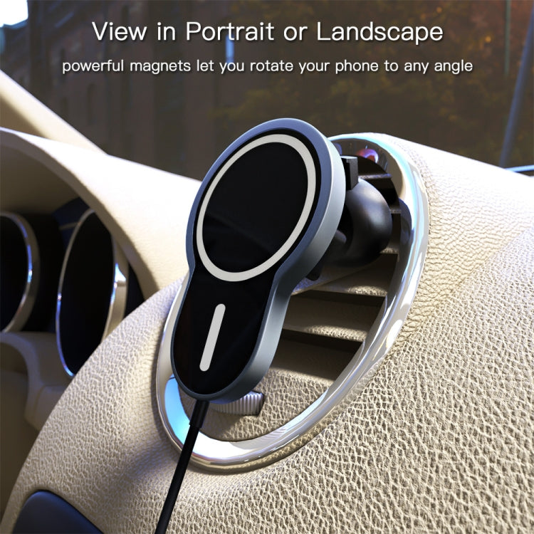 X6 Car Air Outlet Vent Mount Clamp Holder 15W Fast Charging Qi Magnetic Wireless Charger