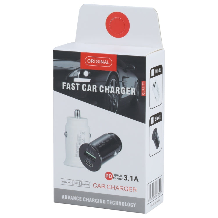 TE-339PD 3.1A PD USB-C / Type-C  USB Interface Mini Fast Charging Car Charger(Black)