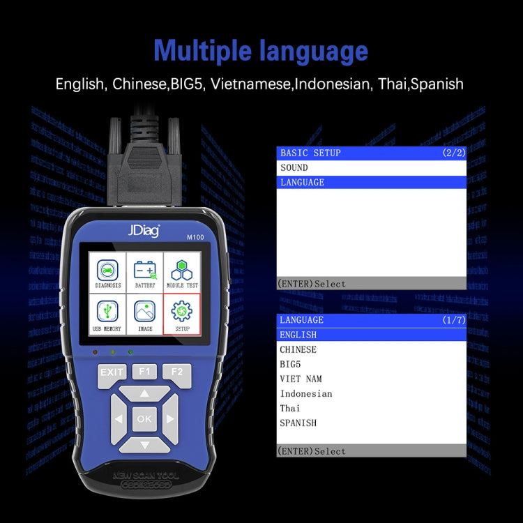 JDiag M100 Motorcycles 2 in1 OBD Scanner Battery Tester, Simplified Version, JDiag M100 Simplified Version