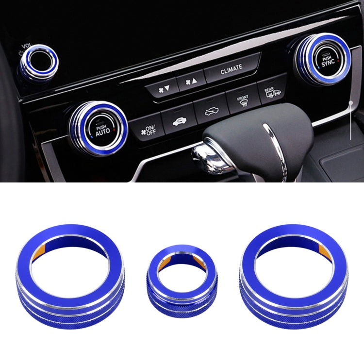3 PCS Car Metal Air Conditioner Knob Case for Honda CR-V 2017, For Honda CR-V 2017 (Blue), For Honda CR-V 2017 (Red)
