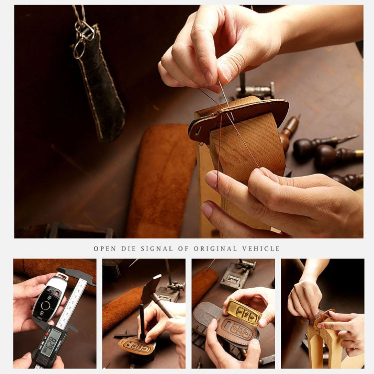 Hallmo Car Cowhide Leather Key Protective Cover Key Case for Mazda Axela 2-button, For Mazda Axela 2-button