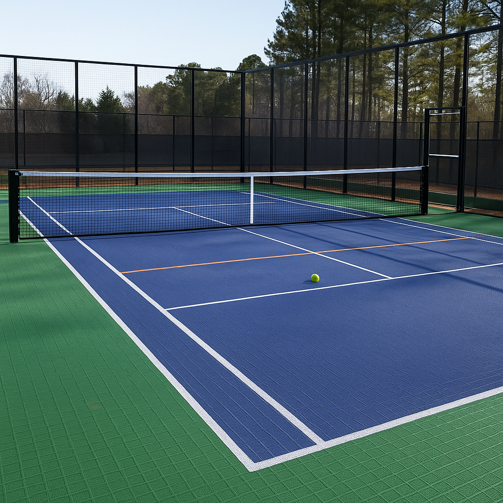 Singles Tennis Court System with Court Markings