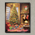 Illuminated Artwork Christmas Illustration "Christmas Tree and Fire" with Personalisation