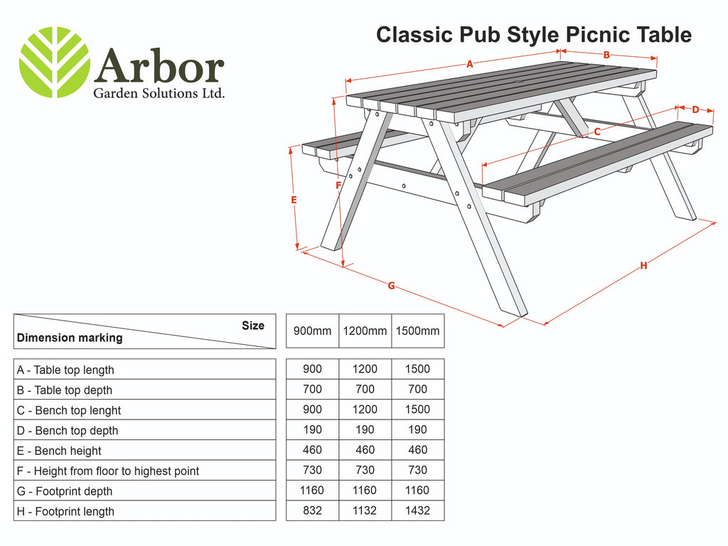 Classic Pub Style Picnic Bench and Table