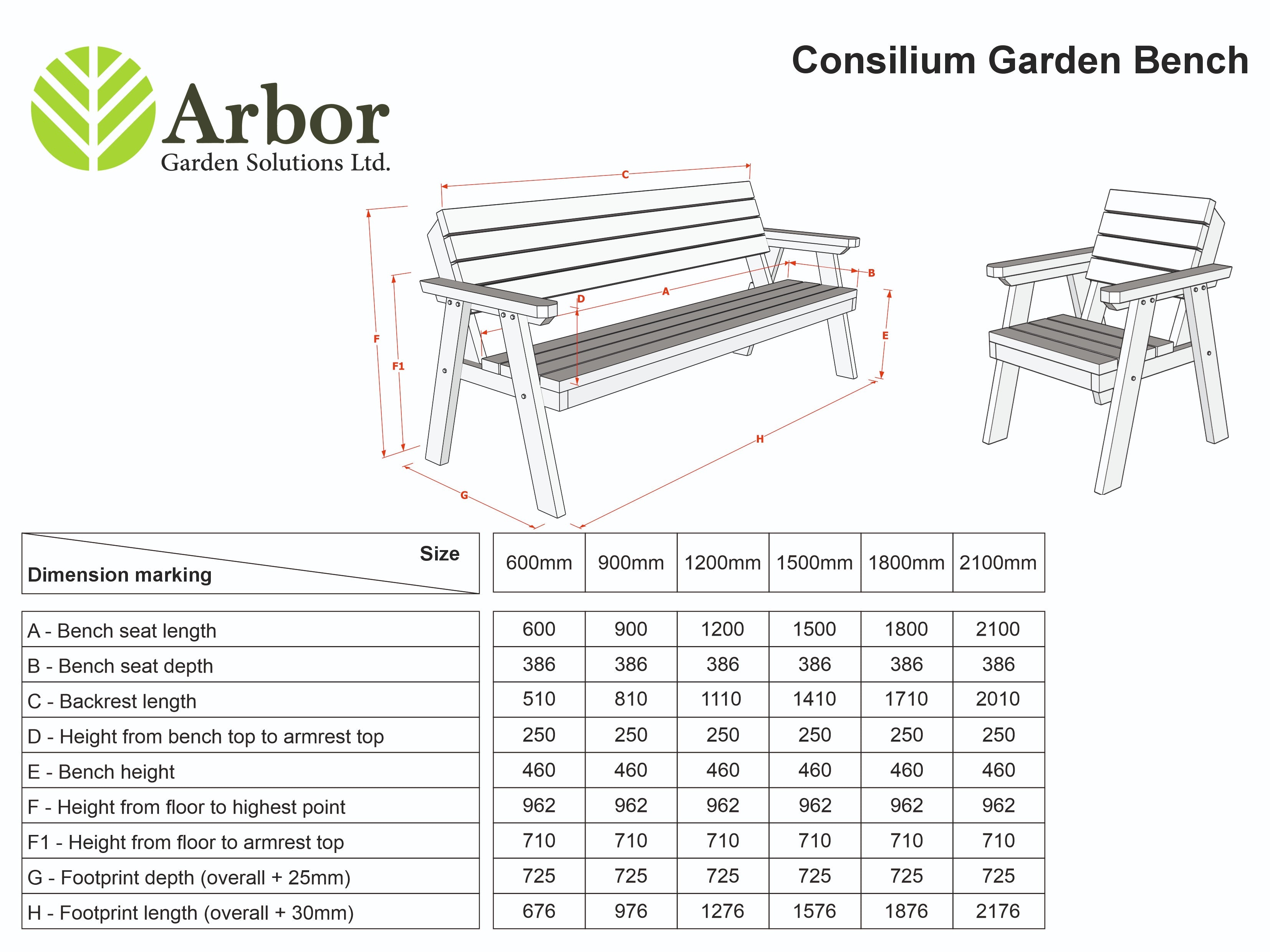Consilium Garden Fence Bench With Backrest - Rustic Finish