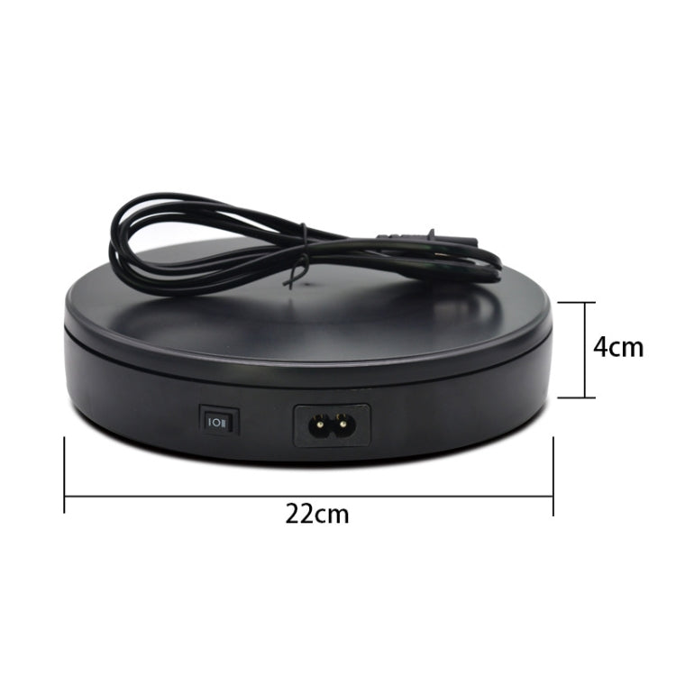 22cm Electric Rotating Turntable Display Stand Live Video Shooting Props Turntable Jewelry Shoes Display Platform, US Plug, 22cm(Black), 22cm(White)