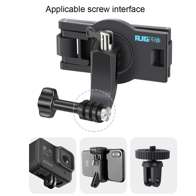 RUIGPRO 360° Rotating Quick Release Shoulder Backpack Mount for GoPro Hero12/11/10/9/8/7/6/5, Insta360 Ace, DJI Osmo Action 4 (Black)