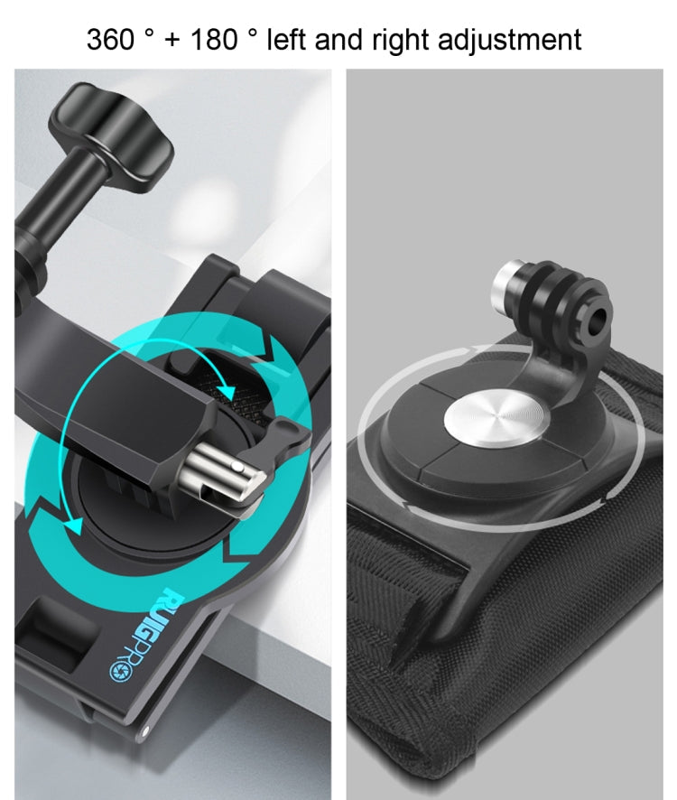 RUIGPRO 360° Rotating Quick Release Shoulder Backpack Mount for GoPro Hero12/11/10/9/8/7/6/5, Insta360 Ace, DJI Osmo Action 4 (Black)