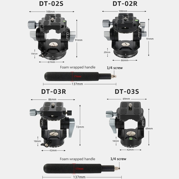 BEXIN DT-03R/S 720 Degree Panorama Heavy Duty Tripod Action Fluid Drag Head with Quick Release Plate, DT-03R/S