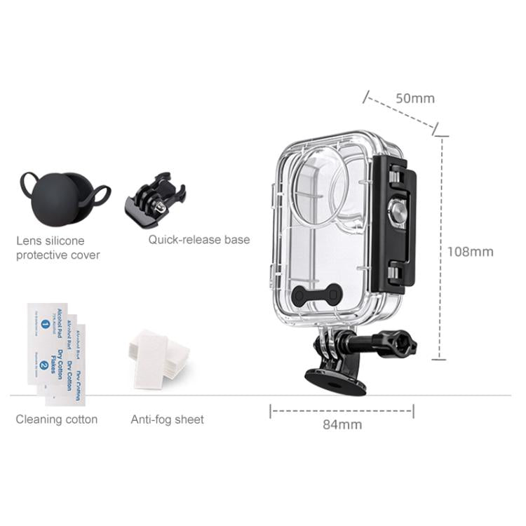 For DJI Osmo 360 50m Depth Waterproof Housing Case with Lens Silicone Cap, For DJI Osmo 360