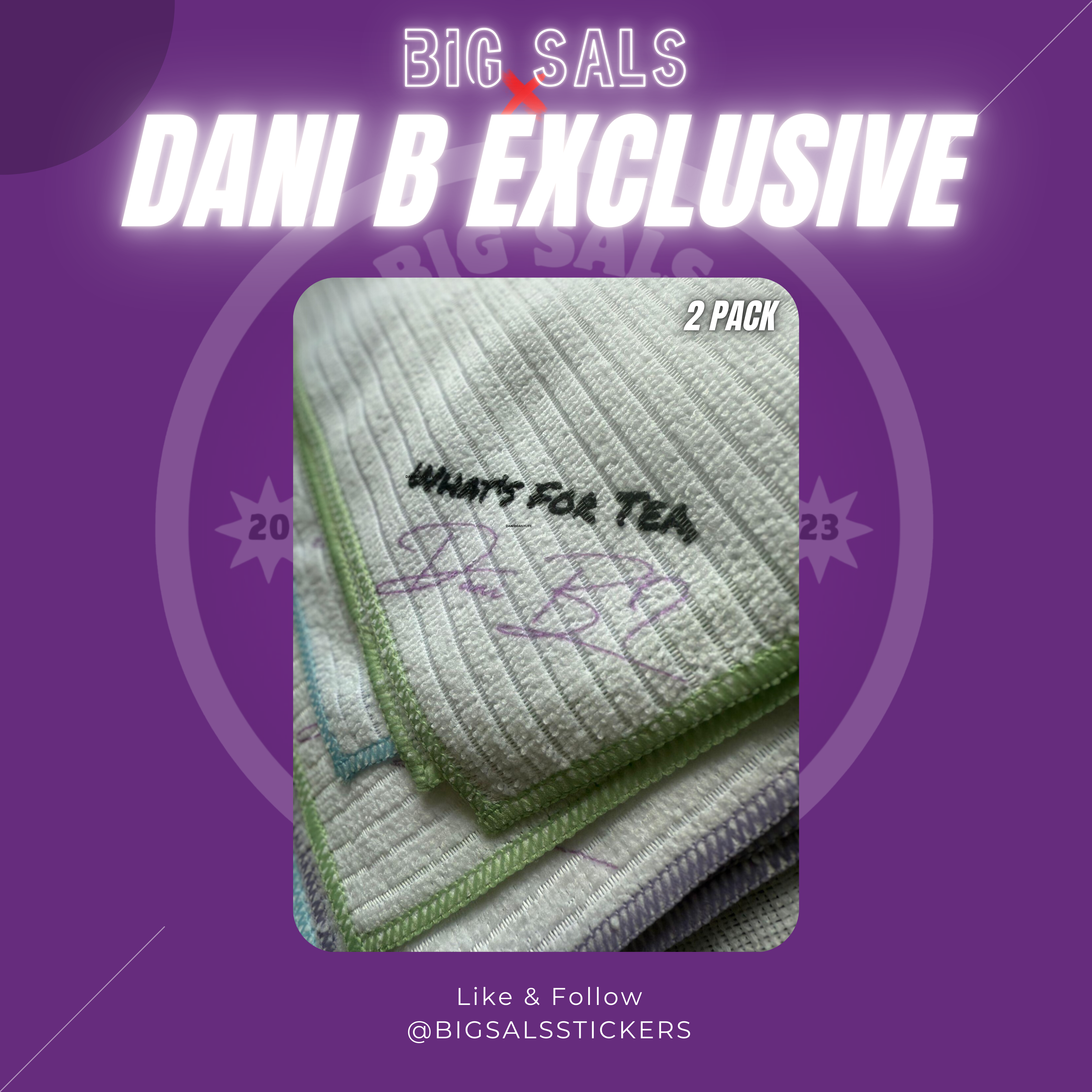 Dani B “What’s For Tea?” Microfibre Dishcloths – Reusable 2-Pack