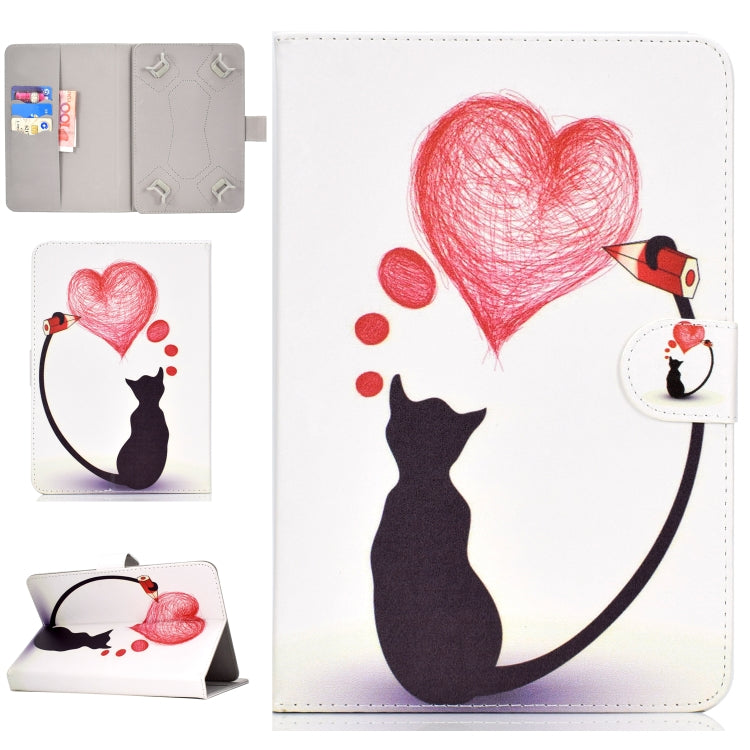 Colored Pattern Drawing Horizontal Flip PU Leather Case with Three-folding Holder & Sleep / Wake-up Function, For 10 inch Tablet PC